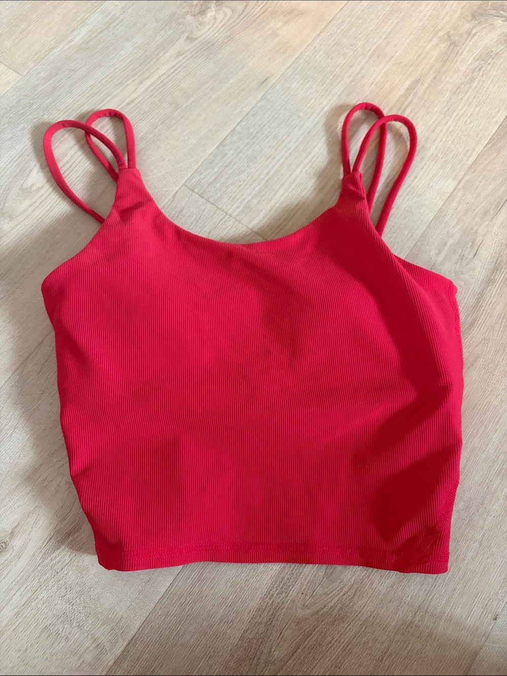 Women's Red Ribbed Double-Strap Camisole